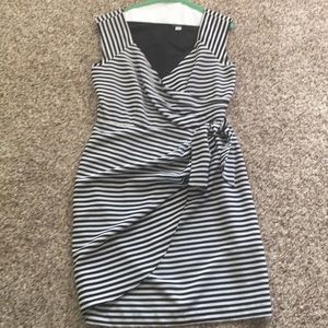 Striped  faux wrap dress